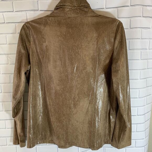 Damee Coated Jacket Hi Collar Stud Detail Size M - Picture 2 of 3
